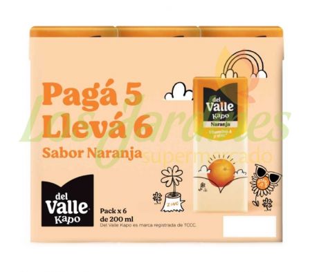 PACK JUGO KAPO NARANJA 200ML 6U