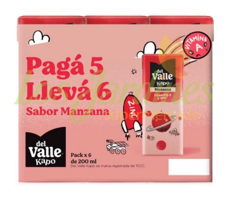 PACK JUGO KAPO MANZANA 200ML 6U