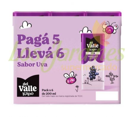 PACK JUGO KAPO UVA 200ML 6U