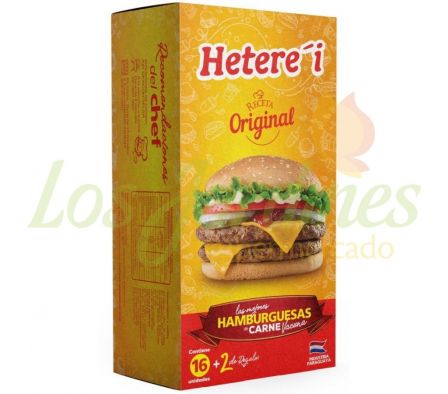 HAMBURGUESA HETEREI CONGELADA CARNE CAJA 16U