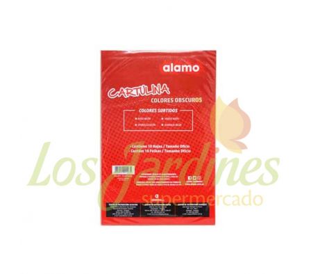 CARTULINA OSCURA OFICIO BLISTER x 10 UNI ALAMO