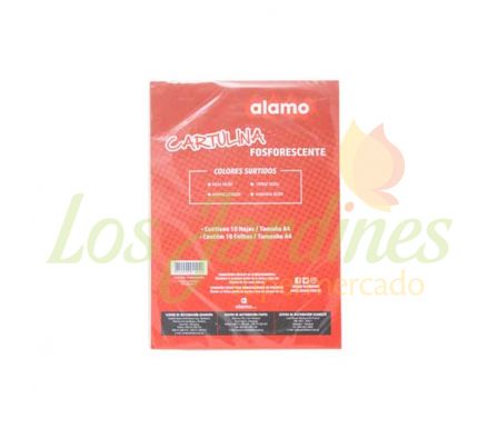 CARTULINA FOSFORESCENTE A4 BLISTER x 10 ALAMO