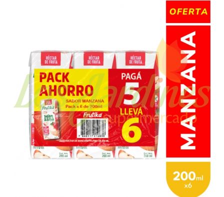 PAG 5 LLEV 6 JUGO DE MANZANA FRUTIKA 200 ML.