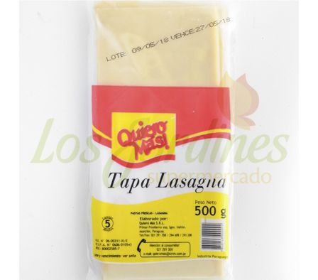 LASAÑA QUIERO MAS 500 GRS