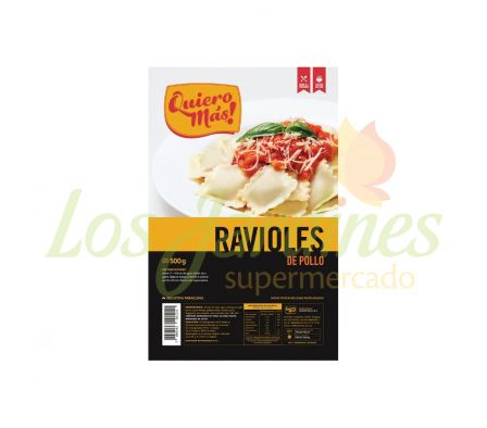 RAVIOLES DE POLLO PASTEURIZADO QUIERO MAS 500G