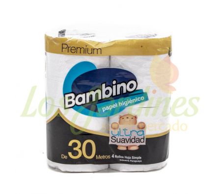 PAPEL HIGIENICO NEUTRO BAMBINO PREMIUN 4 UNID