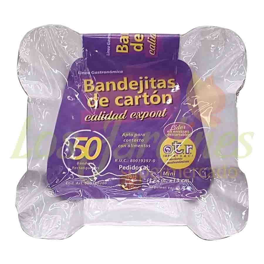 BANDEJA RECTANGULAR CARTON MINI O.T.R 50 UNID