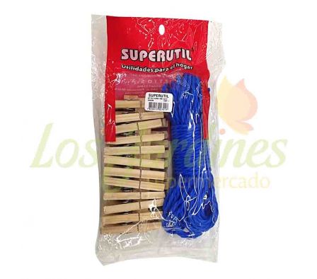 SET DE CUERDA X 15 MT. + 24 PINZA MADERA