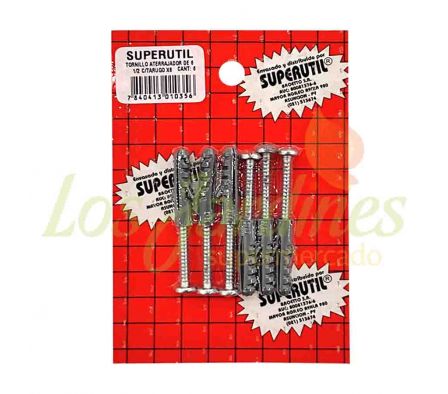 TORNILLO ATERRAJADOR 6 1/2 C/TARUGO X 6 UNID