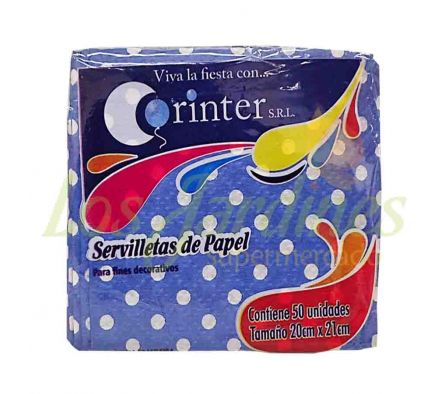 SERVILLETA CORINTER AZUL BLANCO 20CM 50U