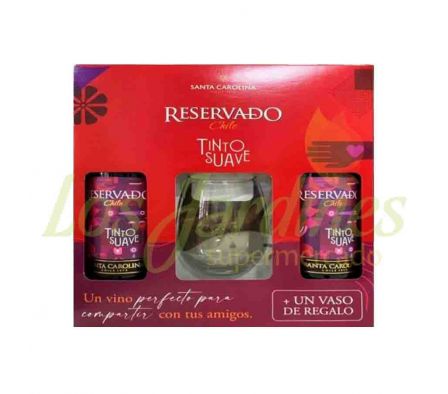 PACK VINO SANTA CAROLINA SUAVE X 2 UNID. + COPA