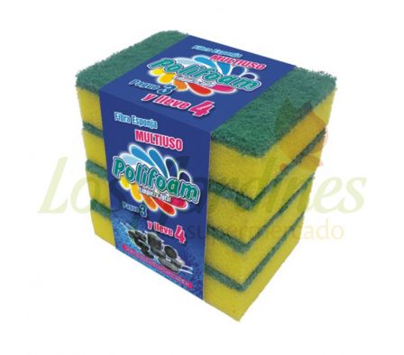 FIBRA ESPONJA MULTIUSO POLIFOAM PAGUE3 LLEVE 4