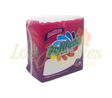 SERVILLETAS DE PAPEL 24 X 22 CM X 100 UNID.