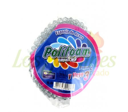 ESPONJA DE ACERO INOXIDABLE POLIFOAM 3UN