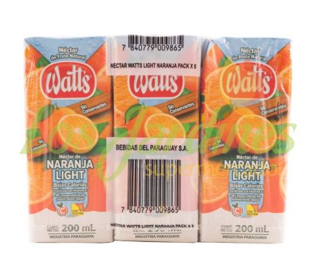 NÉCTAR WATT'S NARANJA LIGHT TETRA DE 200 ML