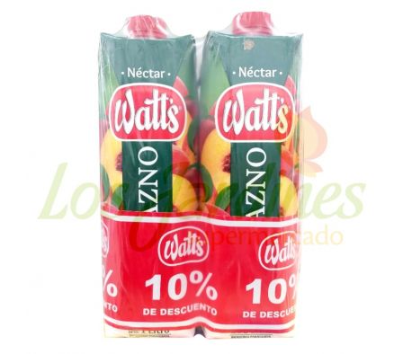 JUGO WATTS NECTAR DURAZNO PACKX2 1L