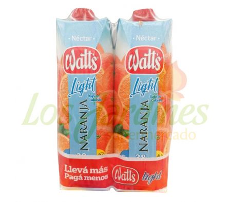 JUGO WATTS LIGHT NARANJA PACKX2 1L