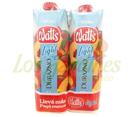 JUGO WATTS LIGHT DURAZNO PACKX2 1L