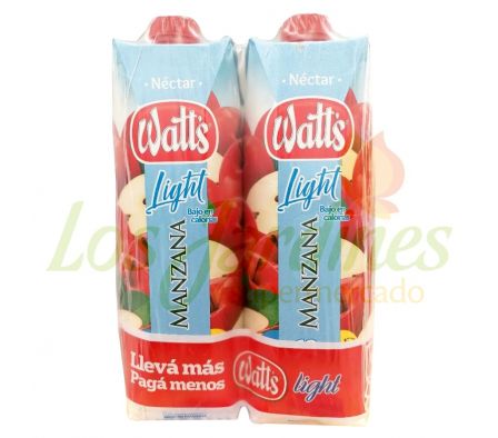 JUGO WATTS LIGHT MANZANA PACKX2 1L