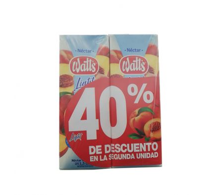 JUGO WATTS DURAZNO LIGHT PACKX2 1,5L