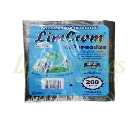BOLSA PARA RESIDUOS LIMCROM REFORZADAS 200L 5UN