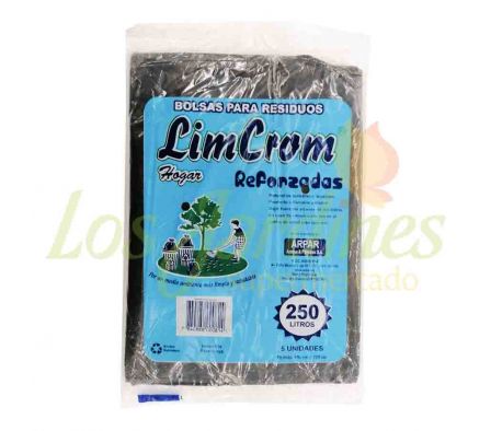 BOLSA DE RESIDUOS REFORZADAD 250 LTS X 5 UN