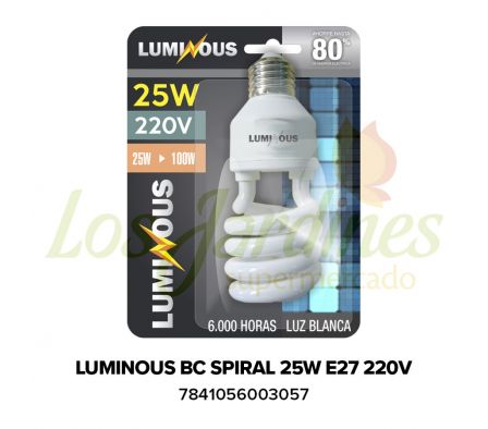 LAMPARA BC ESPIRAL LUMINOUS 25W E27 220V