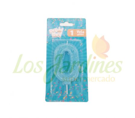 VELA SUPER GLITER NUMERO 0 AZUL