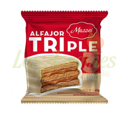 ALFAJOR C/BAÑO D/CHOCOLATE BLANCO MAZZEI 65 GR.
