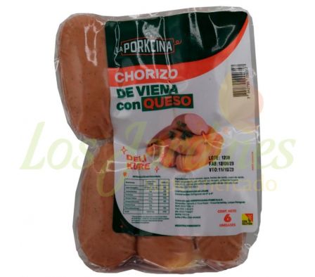 CHORIZO DE VIENA CON QUESO LA PORKCINA ENVASADO 6