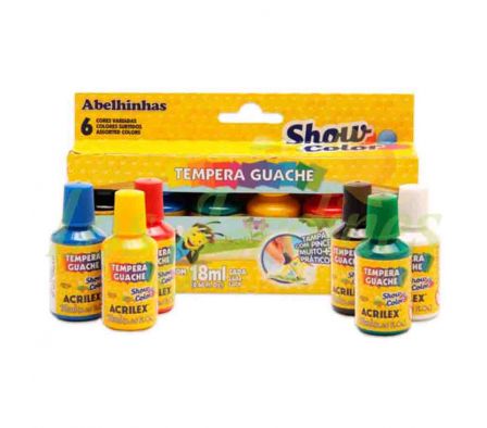 TEMPERA ACRILEX 18ML x 6 COLGANTES CON 6 PINCEL