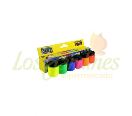 TEMPERA GUACHE NEON DE 6 COLORES 15ML