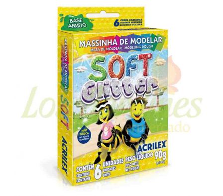 PLASTILINA SOFT GLITTER DE 6 COLORES 90GRS ACRILEX