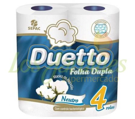 PAPEL HIGIENICO DUETTO DOBLE HOJA NEUTRO 4U
