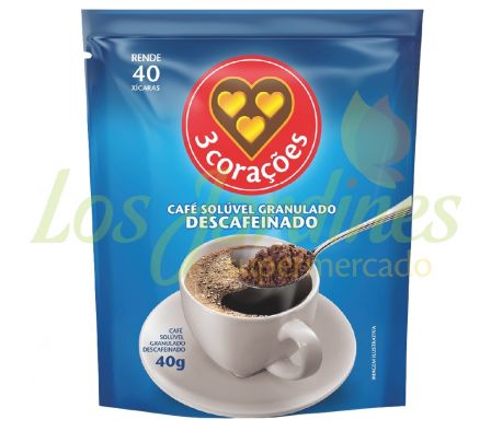 CAFE 3 CORAZONES SOLUBLE GRANULADO DESCAF. 40G