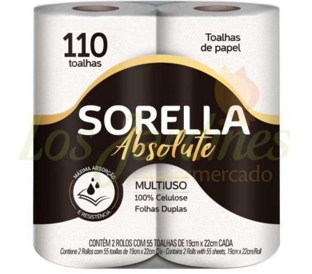 TOALLA DE PAPEL SORELLA 2 ROLLOS x 55 HOJAS