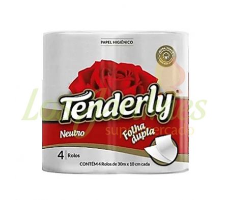 PAPEL HIGIENICO TENDERLY DOBLE HOJA 4 UNID