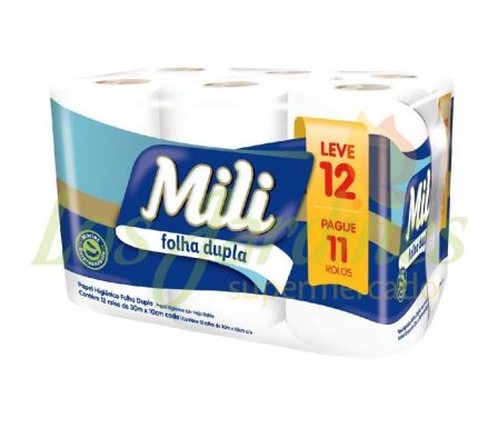 PAPEL HIGIENICO MILI 2H NEUTRO 30M X12 UND LL12P11