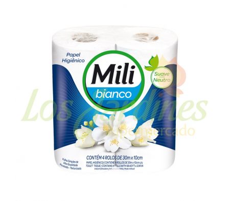 PAPEL HIGIENICO MILI SIMPLE NEUTRO 30M 4UND