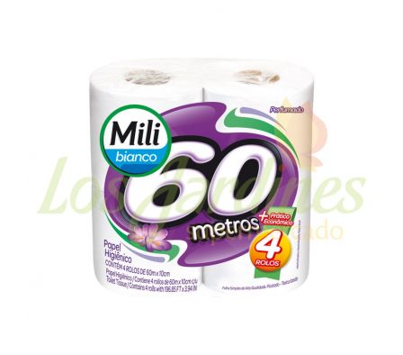 PAPEL HIGIENICO PERFUMADO DOBLE HOJA MILI 4UN