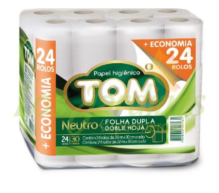 PAPEL HIGIENICO TOM DOBLE HOJA 24U 30M
