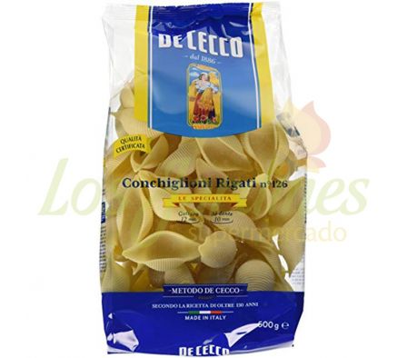 PASTAS CONCHIGLIONI RIGATI 126 DE CECCO 500 GR