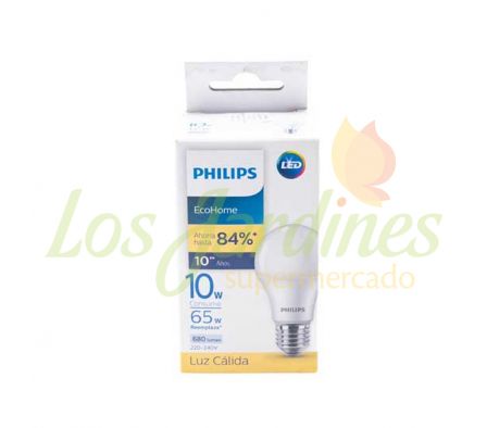 FOCO LED PHILIPS BULB 10 W E27 3000 KHV LUZ CALI