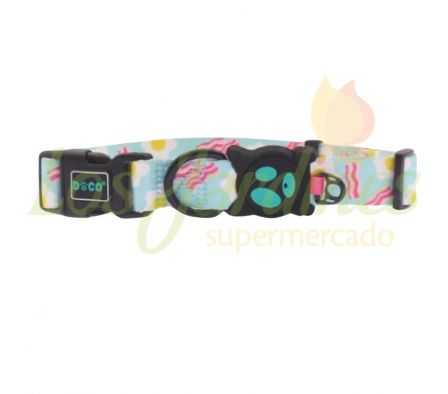 COLLAR DOCO D/NYLON ESTAMPADO CELESTE M